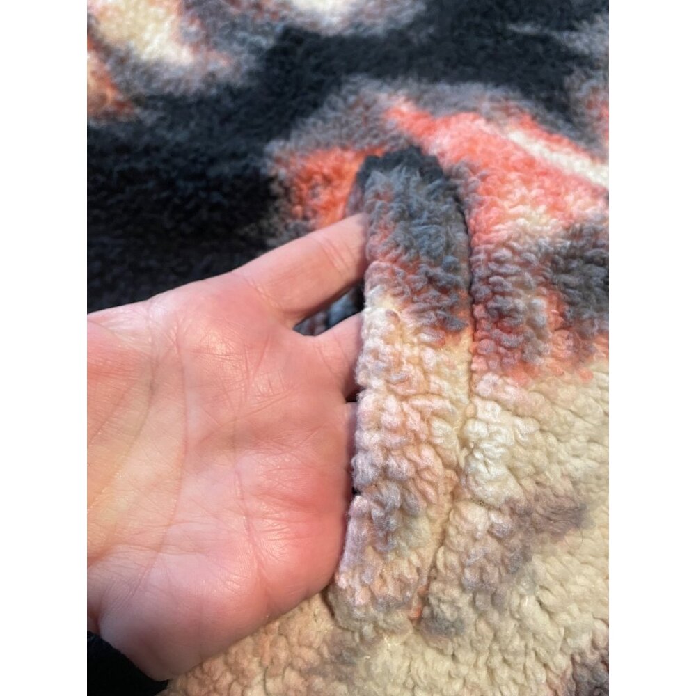 Tie-Dye Sherpa Fleece Jacket 1X By Love + Joy Coral Black Gold Tone Zipper - Picture 4 of 10